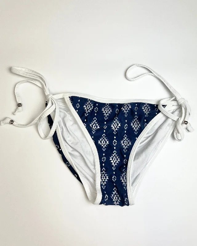 Navy and White Diamond Pattern Swim Bottom - Small Tropical Print One-Piece