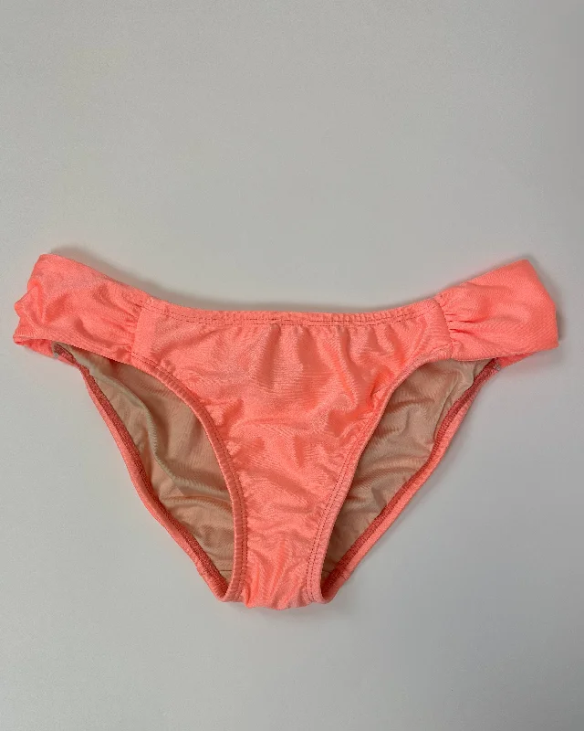 Neon Orange Swim Bottom With Ruched Sides - Small Sexy Cutout Swimsuit