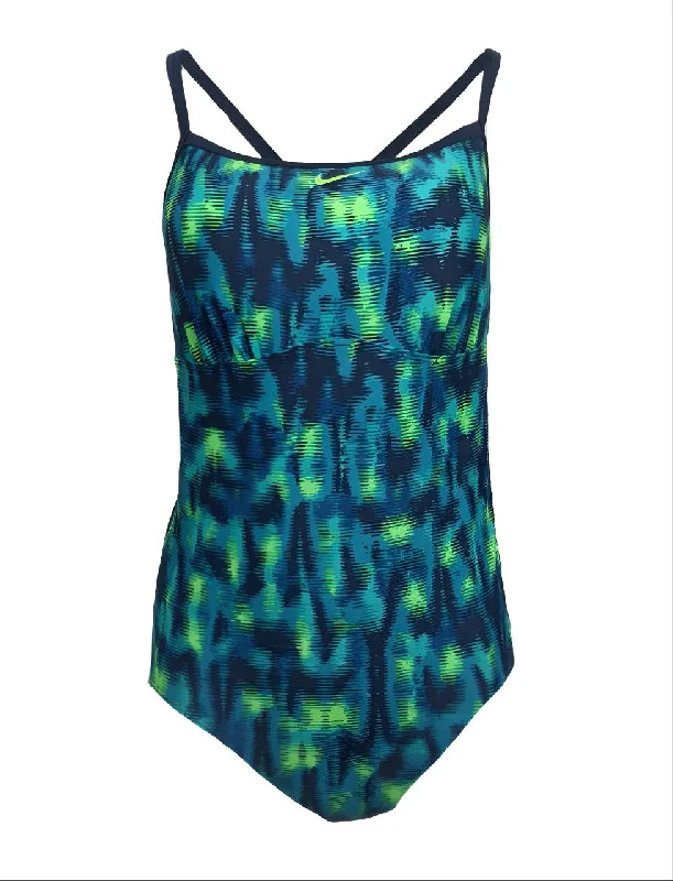 NIKE Women's Green Midnight Marine Square Neck One Piece Swimsuit #6146 14 NWT Halter Top Bikini