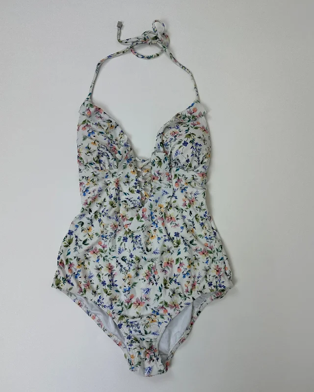 Pastel Spring Floral One Piece Swimsuit - Small Mesh Detail Bikini