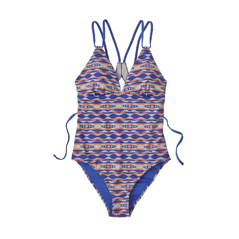 W's Nanogrip Sunset Swell Swimsuit - Recycled Plastic Plunge Neckline Swimsuit