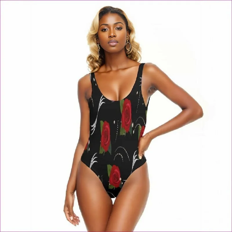 Pearls & Roses Womens One Piece Swimsuit Lace Back Bikini