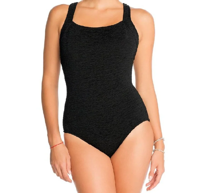 PENBROOKE Women's Black Krinkle Racerback One Piece Swimsuit #70006 NWT Plunge Neckline Swimsuit PENBROOKE Women's Black Krinkle Racerback One Piece Swimsuit #70006 NWT Plunge Neckline Swimsuit