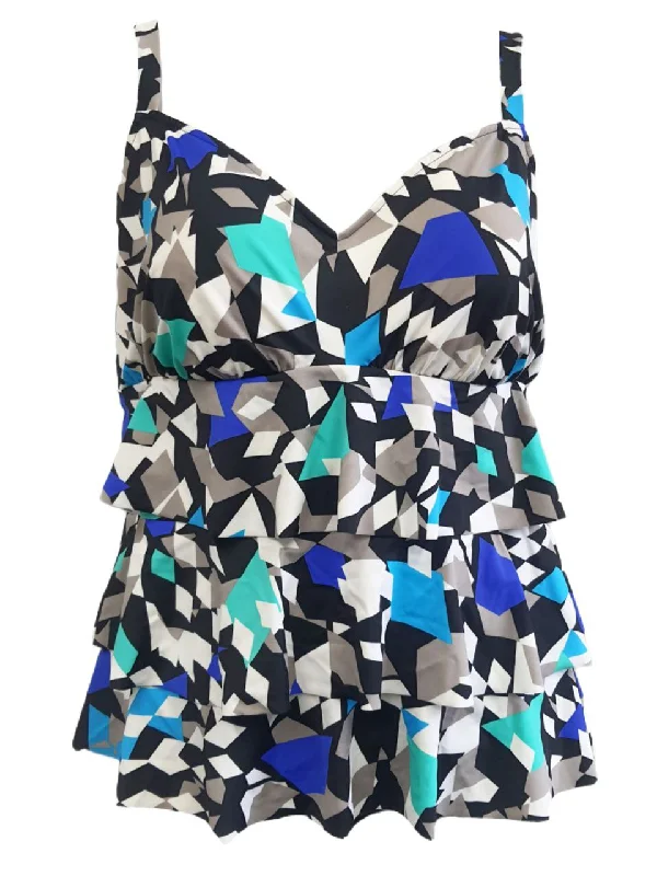 PENBROOKE Women's Blue Skirted One Piece D Cup Swimsuit #521473 24 NWT Sexy Cutout Swimsuit
