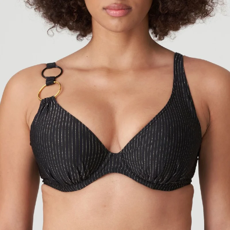 Prima Donna Swimwear Solta Black Padded Plunge Bikini Top 4010119 Tropical Print Bikini