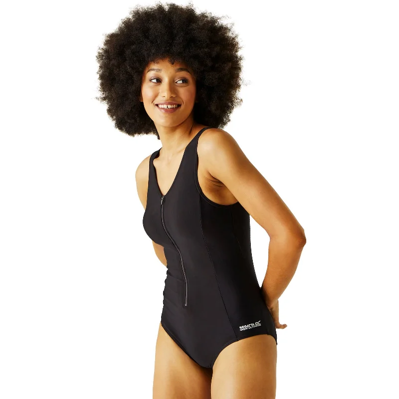 Regatta Womens Wakefield Tummy Control Swimming Costume - Black Swimsuit with Skirt