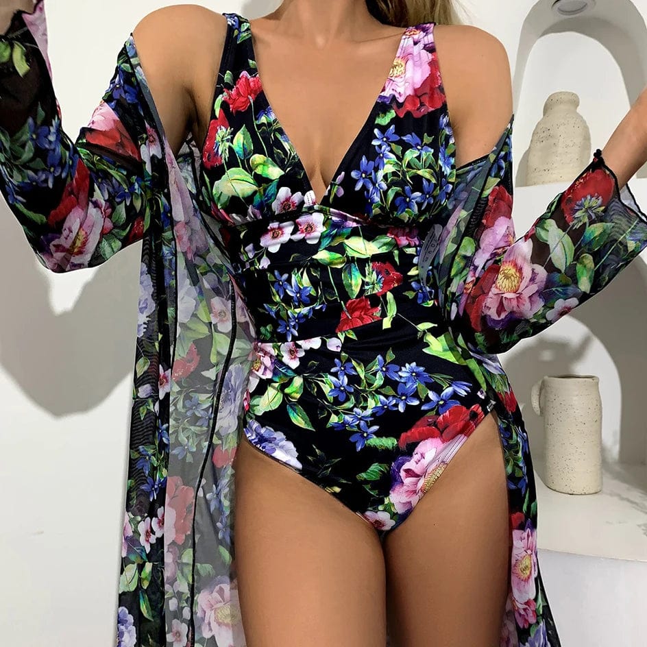 Sleek Print One-Piece Swimsuit Minimalist One-Piece