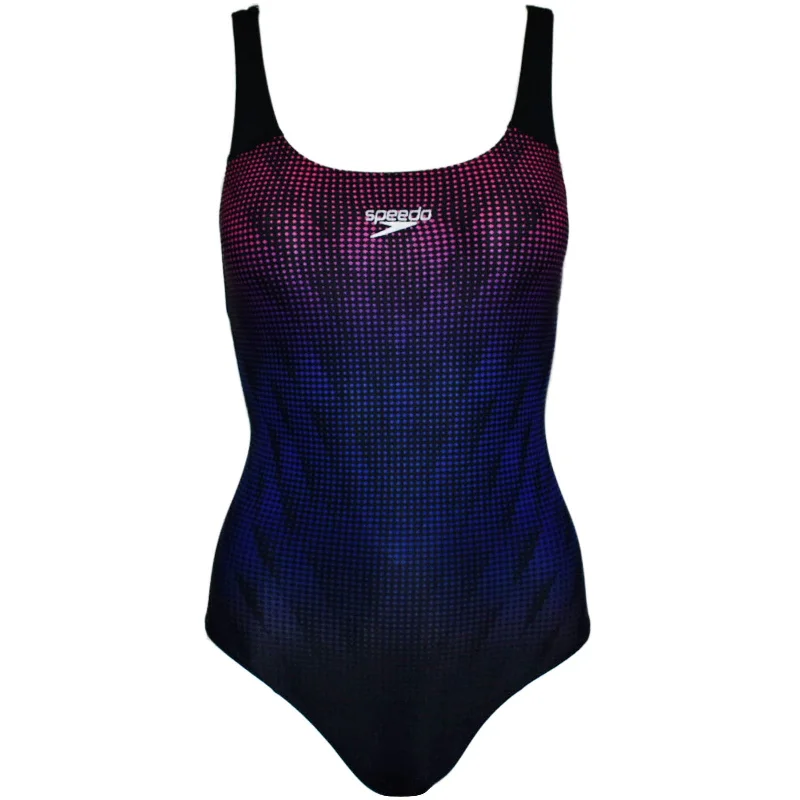 Speedo Womens Digital Placement Powerback Swimming Costume - Black Bold Color Swimsuit Speedo Womens Digital Placement Powerback Swimming Costume - Black Bold Color Swimsuit