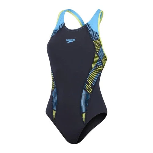 Speedo Womens/Ladies Placement Laneback One Piece Swimsuit Summer Ready Swimsuit
