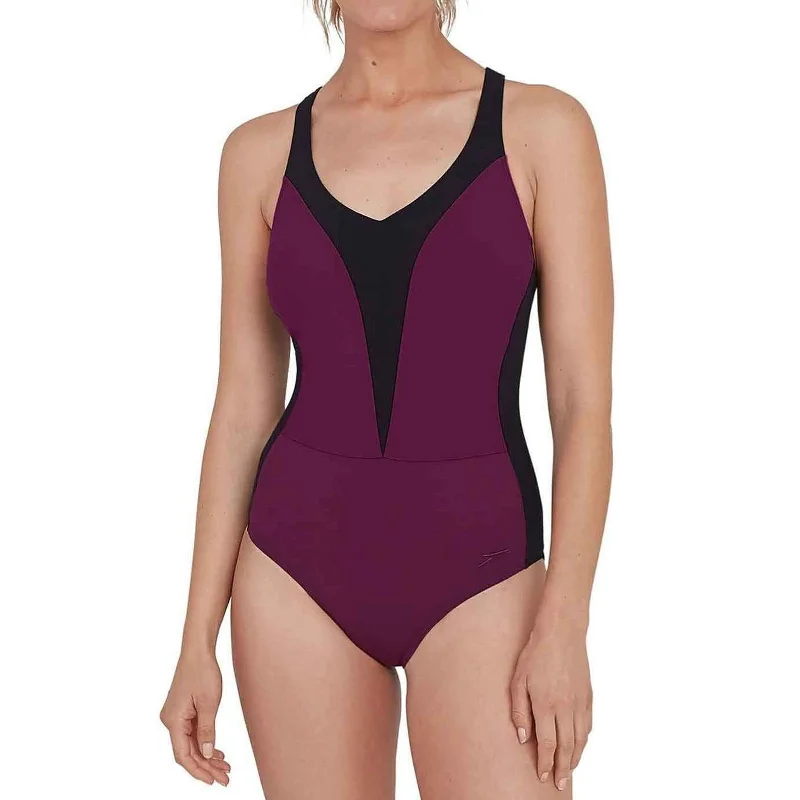 Speedo Womens Sculpture OpalLux One Piece Swimming Costume - Purple/Black Vibrant Bikini Bottoms Speedo Womens Sculpture OpalLux One Piece Swimming Costume - Purple/Black Vibrant Bikini Bottoms