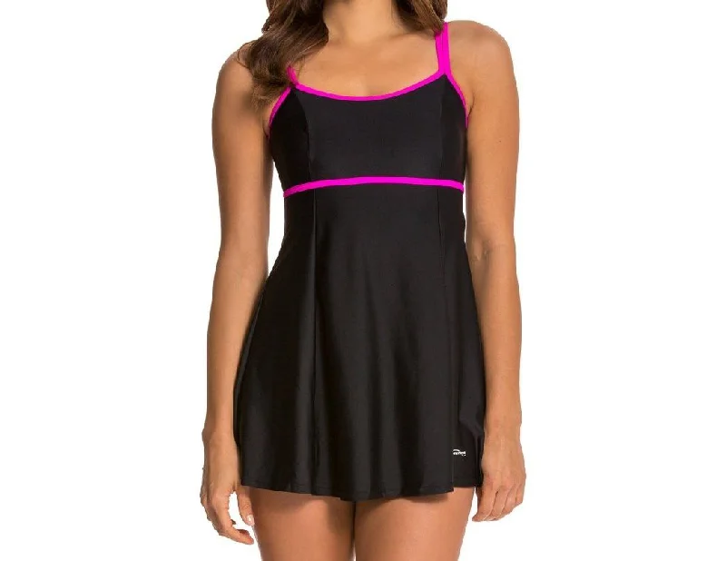 WATERPRO Women's Pink Contrast A-Line Swim Dress #21402 18 NWT Chic Beach Cover-Up