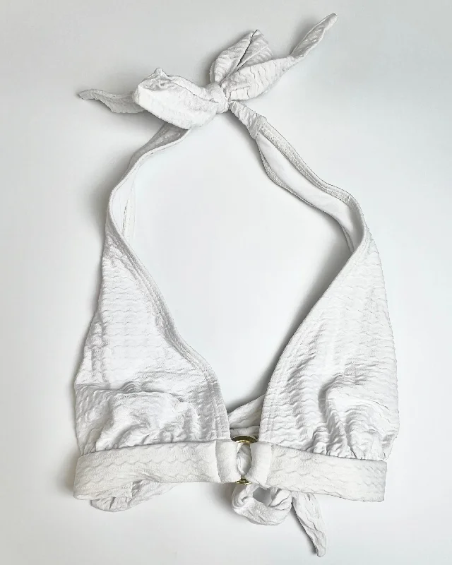 White Swim Top - Small Flirty Ruffle Swimsuit