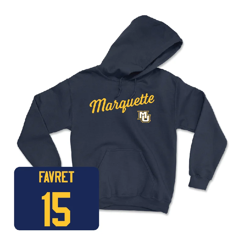 Navy Women's Soccer Script Hoodie - Cecilia Favret Hoodie with Ribbed Hem Stretchable Secure Navy Women's Soccer Script Hoodie - Cecilia Favret Hoodie with Ribbed Hem Stretchable Secure
