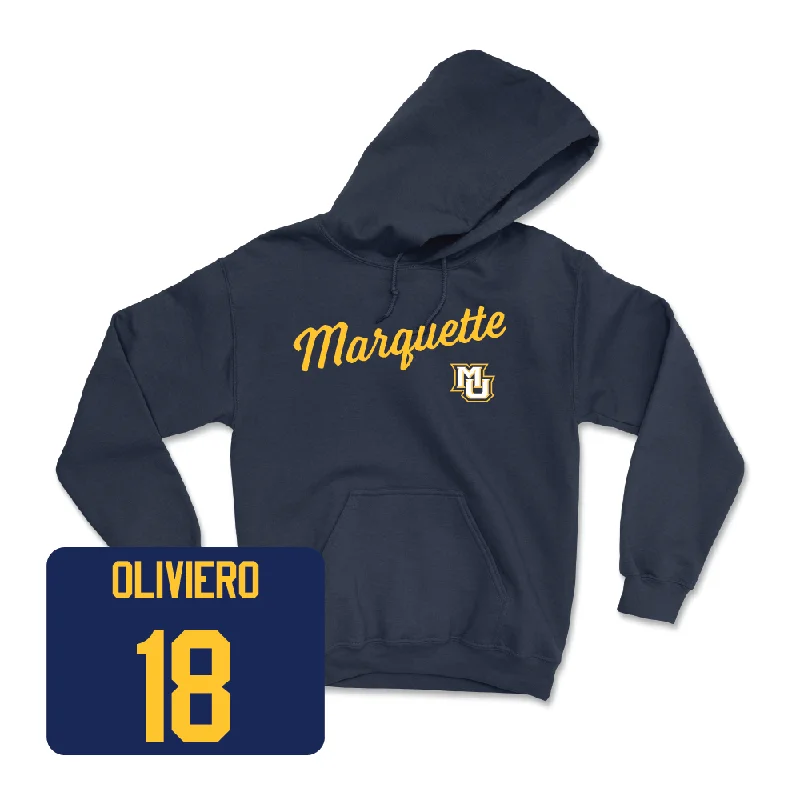 Navy Women's Soccer Script Hoodie - Capri Oliviero Hoodie with Print Artistic Unique Navy Women's Soccer Script Hoodie - Capri Oliviero Hoodie with Print Artistic Unique