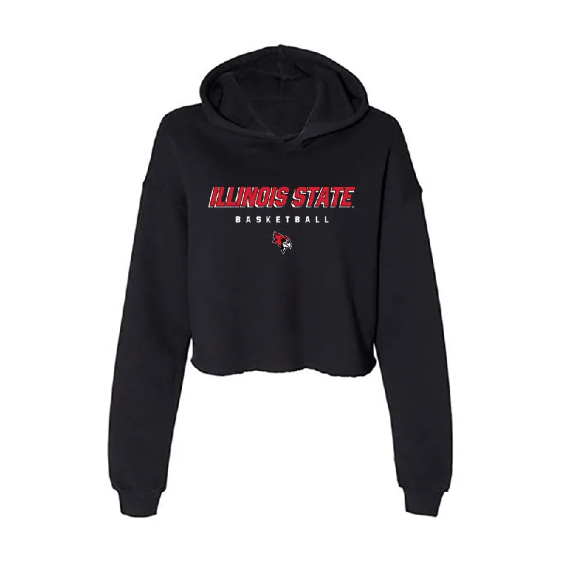 Illinois State - NCAA Women's Basketball : Hannah Kelle - Women's Crop Fleece Hoodie Hoodie with Hem Frayed Vintage Worn Illinois State - NCAA Women's Basketball : Hannah Kelle - Women's Crop Fleece Hoodie Hoodie with Hem Frayed Vintage Worn