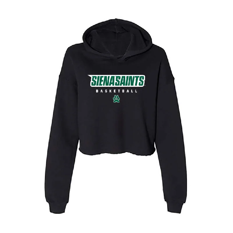 Siena - NCAA Women's Basketball : Kelya Penda - Women's Crop Fleece Hoodie Hoodie with Thumb Holes Functional Cozy Siena - NCAA Women's Basketball : Kelya Penda - Women's Crop Fleece Hoodie Hoodie with Thumb Holes Functional Cozy