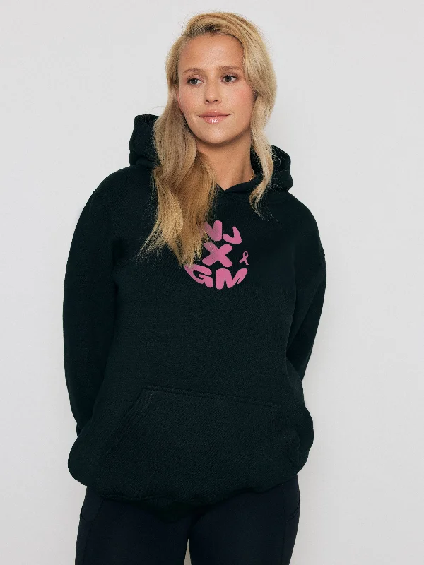 Premium Heavyweight Hoodie - Nurse John x La fondation cancer du sein du Québec - Black Hoodie with Logo Branding Identity Premium Heavyweight Hoodie - Nurse John x La fondation cancer du sein du Québec - Black Hoodie with Logo Branding Identity