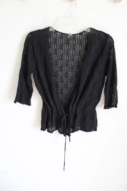 a.n.a Black Crocheted Cardigan | 1X Velvet Chenille Corduroy