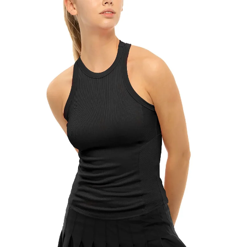 Lucky in Love One Love Rib Womens Tennis Tank Top one shoulder tank