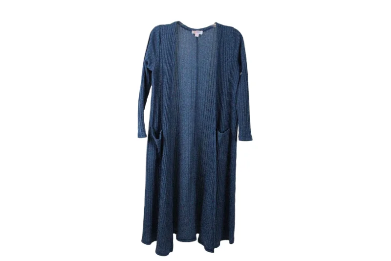 LuLaRoe Blue Rib Long Cardigan | S Knit Fabric Woven Fabric Fleece Fabric