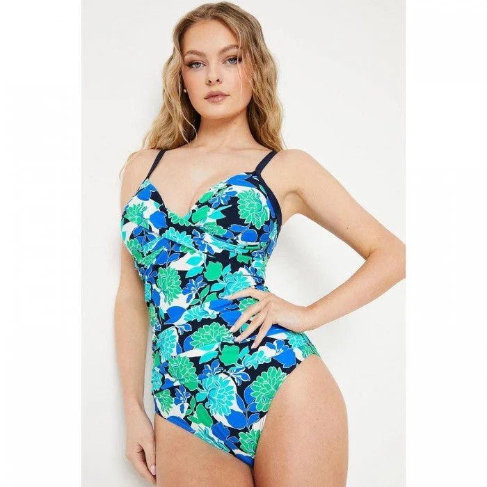 Gorgeous Womens/Ladies Bold Blooms Tummy Control One Piece Swimsuit Vintage Swimwear Look